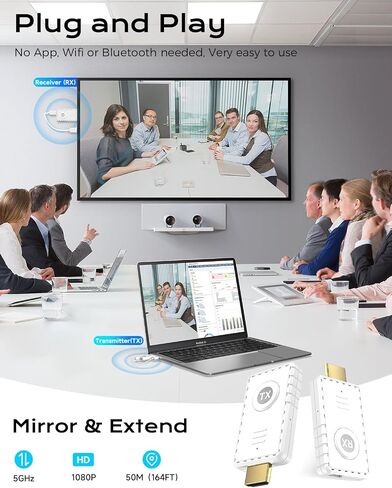 AYY 5G Wireless HDMI Transmitter and Receiver Kit, 4K HDMI Extender with 164FT Range, Plug & Play Wireless Display Adapter for PC/Laptop/TV/Projector/Camera/MacBook/Gaming Console, Low Latency in Saudi Arabia