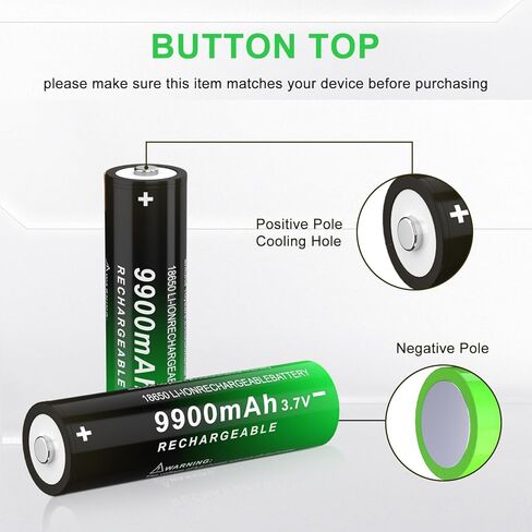 3.7V Rechargeable Battery Design for Flashlight Mod Camera & Flashlights, Heldlights, Toys High Performance Rechargeable Battery (Flat Top, 4 Pack) in Kuwait