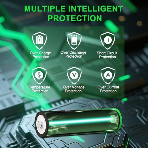 3.7V Rechargeable Battery Design for Flashlight Mod Camera & Flashlights, Heldlights, Toys High Performance Rechargeable Battery (Flat Top, 4 Pack) in Kuwait