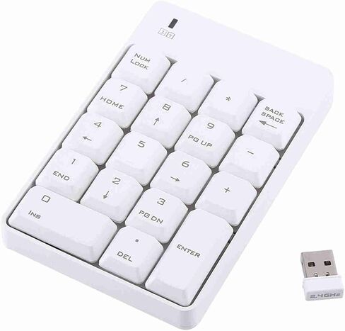 BAFOVY USB Numeric Keypad, 18-Key Wireless Numpad with 10m Range for Laptop, Compact PlugandPlay Mini Keyboard Powered by AAA Battery for Office and Accounting (White) in Saudi Arabia