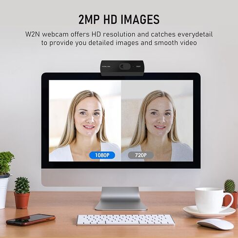 كاميرا ويب 1080 بكسل مع ميكروفون مدمج، كاميرا ويب W2N، غطاء الخصوصية، مجال رؤية 75 درجة، إلغاء الضوضاء، توصيل وتشغيل كاميرا الويب للكمبيوتر، كاميرا ويب USB للكمبيوتر الشخصي والكمبيوتر المحمول وسطح المكتب وأجهزة Mac in Kuwait