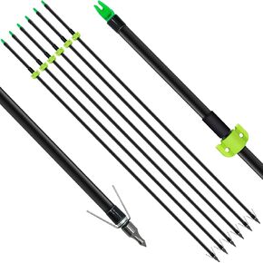 OBTOUTDOOR 6/12Pcs Bow Fishing Arrows 8mm Fiberglass Arrow with Nock and Safety Slide Fishing Arrows for Outdoor Hunting Fishing in Kuwait