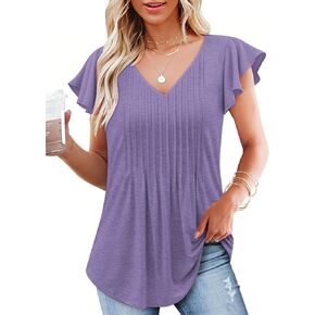 Womens Summer Tops 2025 Short Cap Sleeve Y2K Shirts Workout V Neck Tunics Trendy Basic Casual Business Women Blouse in Saudi Arabia