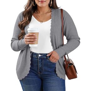 Tianzhu Women's Plus Cardigan Open Front Long Long Long-the Ruck Lightweight Conit Sweater XL-4XL in Kuwait
