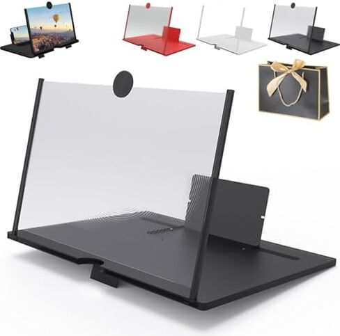 10"/12"/14"/16" Mobile Phone Magnifier Projector Screen, 2026 Upgrade Screen Magnifier for Cell Phone, Foldable Pull-Out 3D HD Screen Magnifier for All Smartphones (Black,12in) in Saudi Arabia