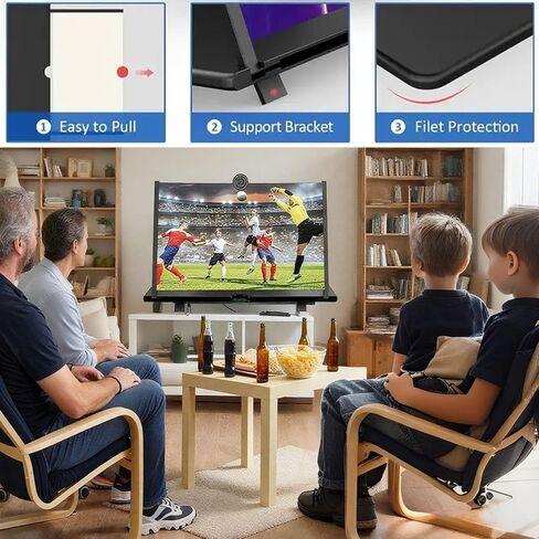 10"/12"/14"/16" Mobile Phone Magnifier Projector Screen, 2026 Upgrade Screen Magnifier for Cell Phone, Foldable Pull-Out 3D HD Screen Magnifier for All Smartphones (Black,12in) in Saudi Arabia