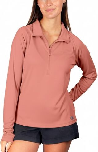 Reel Life UV Long Sleeve – Jax Beach Half Zip Womens Long Sleeve Shirts, Lightweight Quick-Dry UPF 50+ Sun Protection Shirt with Performance UV Sleeves & Athletic Half Zip Pullover Women Powder Blue in Saudi Arabia