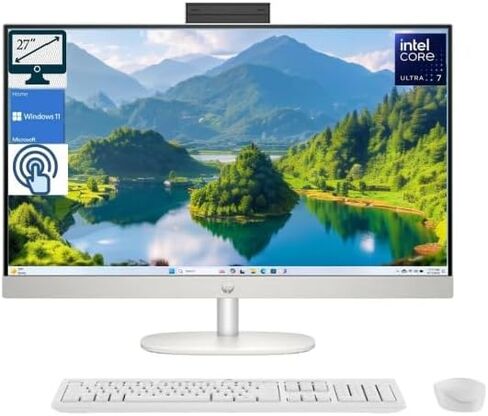 HP 27" FHD Touchscreen Intel Ultra 7 AI All-in-One Desktop, 27" FHD Touchscreen, Intel Ultra 7 255U, 16GB DDR5 RAM, 1TB SSD, Wireless Keyboard and Mouse, Wi-Fi 6, W11H,White in Saudi Arabia