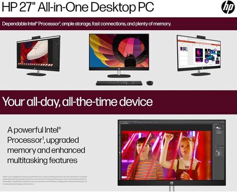 HP 27" FHD Touchscreen Intel Ultra 7 AI All-in-One Desktop, 27" FHD Touchscreen, Intel Ultra 7 255U, 16GB DDR5 RAM, 1TB SSD, Wireless Keyboard and Mouse, Wi-Fi 6, W11H,White in Saudi Arabia