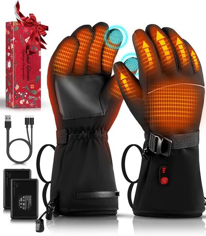 Heated Gloves for Men Women, Electric Heating Ski Gloves with 5000mAh Rechargeable Battery Pack, Waterproof Touchscreen for Skiing, Motorcycle, Hunting in Saudi Arabia