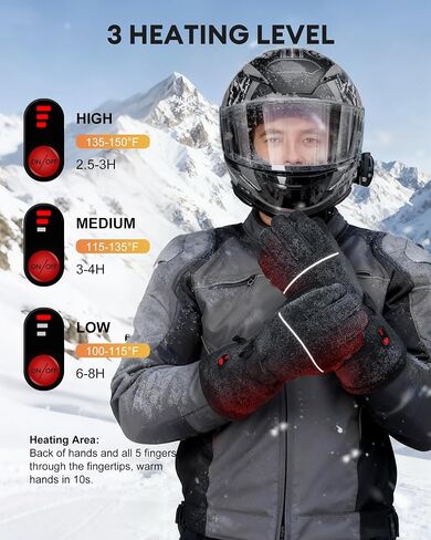Heated Gloves for Men Women, Electric Heating Ski Gloves with 5000mAh Rechargeable Battery Pack, Waterproof Touchscreen for Skiing, Motorcycle, Hunting in Saudi Arabia