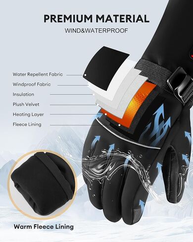 Heated Gloves for Men Women, Electric Heating Ski Gloves with 5000mAh Rechargeable Battery Pack, Waterproof Touchscreen for Skiing, Motorcycle, Hunting in Saudi Arabia