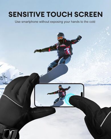 Heated Gloves for Men Women, Electric Heating Ski Gloves with 5000mAh Rechargeable Battery Pack, Waterproof Touchscreen for Skiing, Motorcycle, Hunting in Saudi Arabia