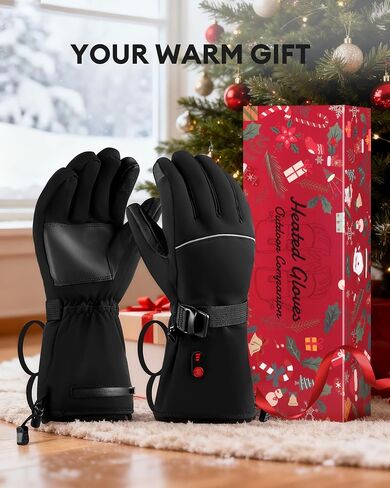 Heated Gloves for Men Women, Electric Heating Ski Gloves with 5000mAh Rechargeable Battery Pack, Waterproof Touchscreen for Skiing, Motorcycle, Hunting in Saudi Arabia