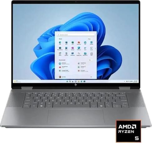 HP OmniBook X Flip 2-in-1 16" WUXGA Touchscreen Laptop | AMD Ryzen 5 220 |AMD Radeon 740M| Copilot |Backlit| 8GB RAM DDR5 | 512GB SSD |Meteor Silver |Windows 11 Home |Bundle with Stylus Pen in Saudi Arabia