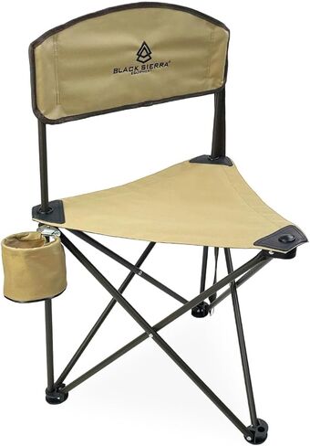 Black Sierra XL Tripod Hunting Stool w/Backrest, Lightweight Portable Fishing Chair w/Cupholder and Carry Strap, Supports 225 Lbs, Portable Outdoor Chair for Hunting, Camping, Travel, Hiking in Kuwait