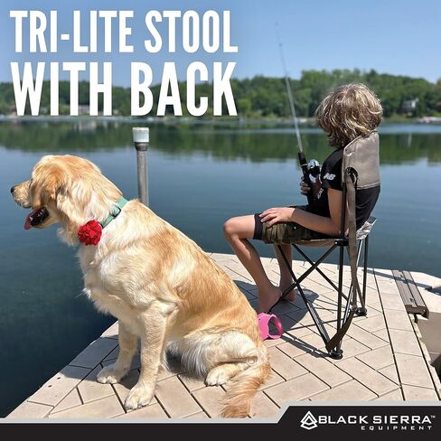 Black Sierra XL Tripod Hunting Stool w/Backrest, Lightweight Portable Fishing Chair w/Cupholder and Carry Strap, Supports 225 Lbs, Portable Outdoor Chair for Hunting, Camping, Travel, Hiking in Kuwait