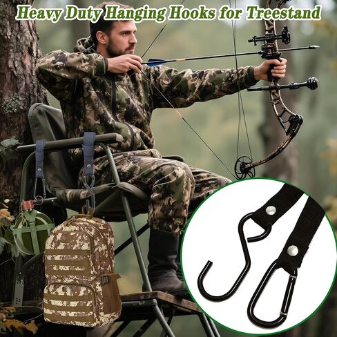 4 Pack Treestand Strap Hooks Heavy Duty Hanging Hooks for Treestand Platform Saddle, Hunting Treestands Strap Gear Hangers, Easy Installation Metal Tree Stand Seat Hangers Accessory in Saudi Arabia