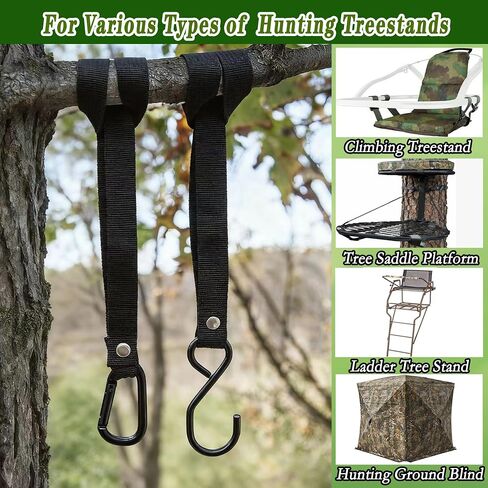 4 Pack Treestand Strap Hooks Heavy Duty Hanging Hooks for Treestand Platform Saddle, Hunting Treestands Strap Gear Hangers, Easy Installation Metal Tree Stand Seat Hangers Accessory in Saudi Arabia