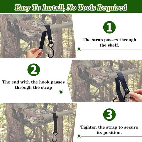4 Pack Treestand Strap Hooks Heavy Duty Hanging Hooks for Treestand Platform Saddle, Hunting Treestands Strap Gear Hangers, Easy Installation Metal Tree Stand Seat Hangers Accessory in Saudi Arabia