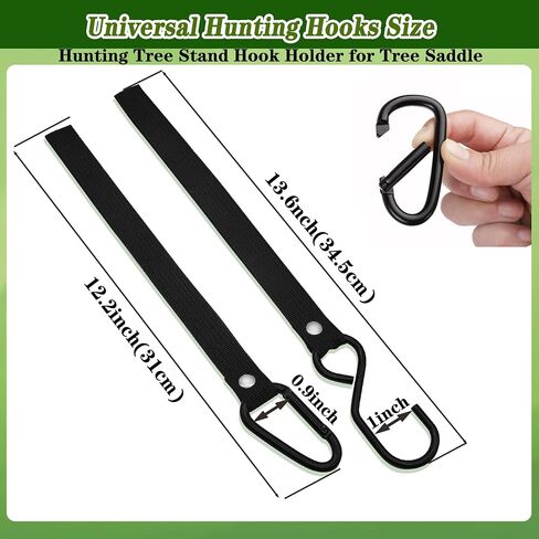 4 Pack Treestand Strap Hooks Heavy Duty Hanging Hooks for Treestand Platform Saddle, Hunting Treestands Strap Gear Hangers, Easy Installation Metal Tree Stand Seat Hangers Accessory in Saudi Arabia