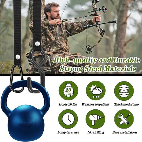 4 Pack Treestand Strap Hooks Heavy Duty Hanging Hooks for Treestand Platform Saddle, Hunting Treestands Strap Gear Hangers, Easy Installation Metal Tree Stand Seat Hangers Accessory in Saudi Arabia