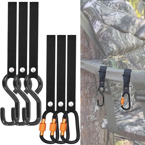 4 Pack Treestand Strap Hooks Heavy Duty Hanging Hooks for Treestand Platform Saddle, Hunting Treestands Strap Gear Hangers, Easy Installation Metal Tree Stand Seat Hangers Accessory in Saudi Arabia