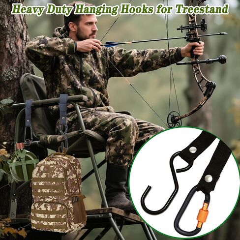 4 Pack Treestand Strap Hooks Heavy Duty Hanging Hooks for Treestand Platform Saddle, Hunting Treestands Strap Gear Hangers, Easy Installation Metal Tree Stand Seat Hangers Accessory in Saudi Arabia