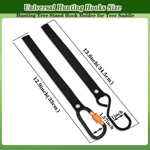 4 Pack Treestand Strap Hooks Heavy Duty Hanging Hooks for Treestand Platform Saddle, Hunting Treestands Strap Gear Hangers, Easy Installation Metal Tree Stand Seat Hangers Accessory in Saudi Arabia