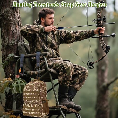 4 Pack Treestand Strap Hooks Heavy Duty Hanging Hooks for Treestand Platform Saddle, Hunting Treestands Strap Gear Hangers, Easy Installation Metal Tree Stand Seat Hangers Accessory in Saudi Arabia