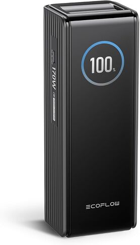 EF ECOFLOW Rapid Power Bank 25,000mAh, 170W Portable Charger with Dual 140W USB-C Ports for Multi-Device Charging, Smart TFT Screen, Compatible with iPhone 17/16/15/14, Samsung, Laptop (Black) in Saudi Arabia