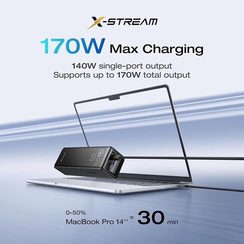 EF ECOFLOW Rapid Power Bank 25,000mAh, 170W Portable Charger with Dual 140W USB-C Ports for Multi-Device Charging, Smart TFT Screen, Compatible with iPhone 17/16/15/14, Samsung, Laptop (Black) in Saudi Arabia