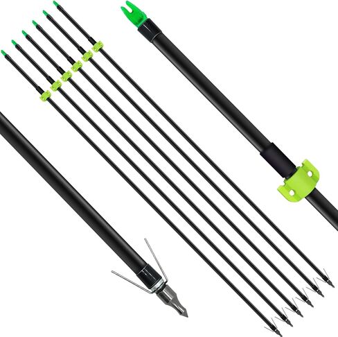 OBTOUTDOOR 6/12Pcs Bow Fishing Arrows 8mm Fiberglass Arrow with Nock and Safety Slide Fishing Arrows for Outdoor Hunting Fishing in Kuwait