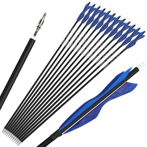 wolfman 31" Carbon Arrows Archery Hunting Arrows Targeting Practice Arrows with 5" Turkey Feathers Spine 500 for Recurve Bow and Compound Bow 6/12pcs in Saudi Arabia