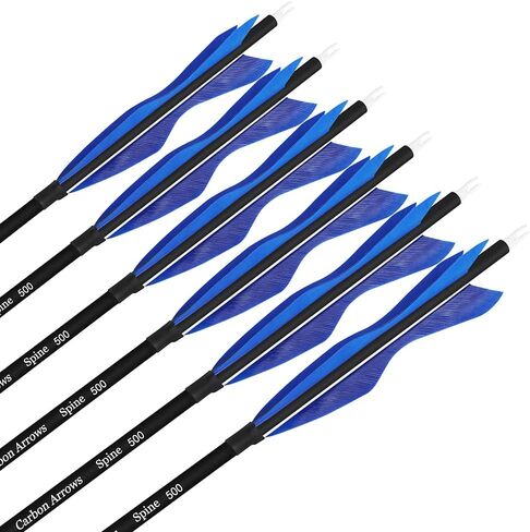 wolfman 31" Carbon Arrows Archery Hunting Arrows Targeting Practice Arrows with 5" Turkey Feathers Spine 500 for Recurve Bow and Compound Bow 6/12pcs in Saudi Arabia