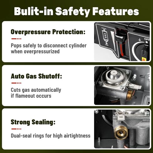 7800 BTU Dual Fuel Camp Stove, Butane or Propane Portable Stove for Camping, Lightweight Portable Camping Stove, Propane Adapter Hose and Carrying Case Included in Saudi Arabia