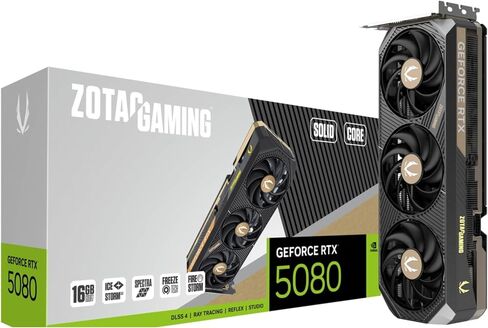 ZOTAC Gaming GeForce RTX 5080 Solid Core DLSS 4 16GB GDDR7 256-bit 30Gbps PCIE 5.0 Gaming Graphics Card, IceStorm 3.0 Advanced Cooling, Spectra RGB Lighting, ZT-B50800D2-10P in Saudi Arabia