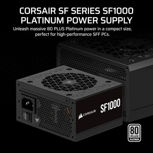 CORSAIR SF1000 (2024) Fully Modular Low Noise 80 Plus Platinum ATX Power Supply – 3.0 Compliant – PCIe 5.0 Ready – SFX-to-ATX Bracket Included – Black (Renewed) in Saudi Arabia