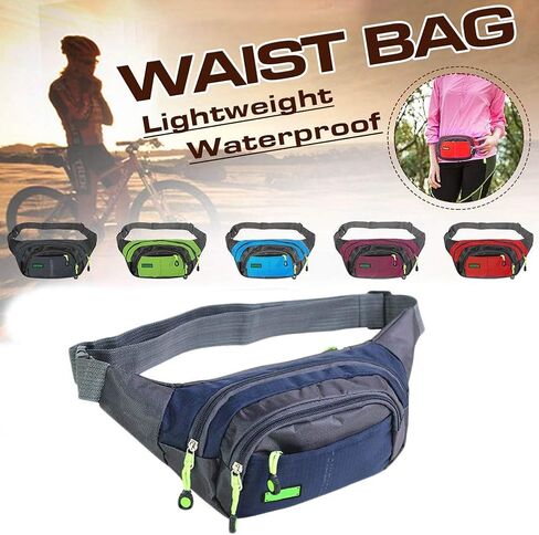 Lightweight Sports Waist Pack Bag with Zipper Pockets, Suitable for Phone, Wallet, Ideal for Men and Women for Hiking, Running in Saudi Arabia