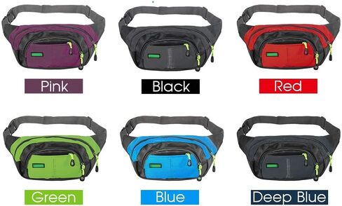 Lightweight Sports Waist Pack Bag with Zipper Pockets, Suitable for Phone, Wallet, Ideal for Men and Women for Hiking, Running in Saudi Arabia