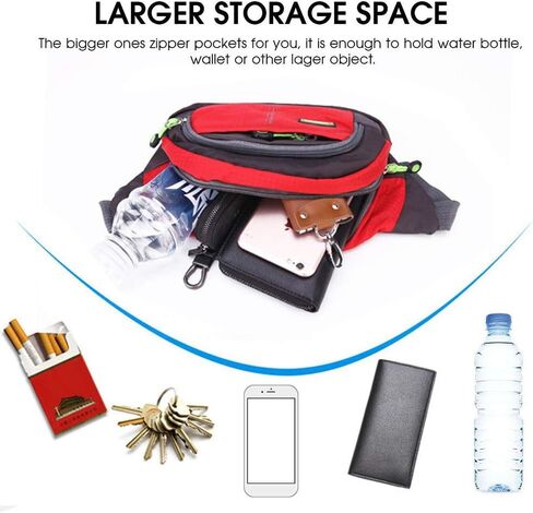 Lightweight Sports Waist Pack Bag with Zipper Pockets, Suitable for Phone, Wallet, Ideal for Men and Women for Hiking, Running in Saudi Arabia
