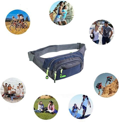 Lightweight Sports Waist Pack Bag with Zipper Pockets, Suitable for Phone, Wallet, Ideal for Men and Women for Hiking, Running in Saudi Arabia