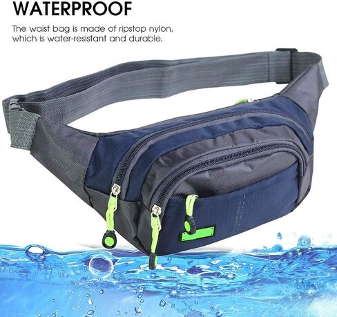 Lightweight Sports Waist Pack Bag with Zipper Pockets, Suitable for Phone, Wallet, Ideal for Men and Women for Hiking, Running in Saudi Arabia