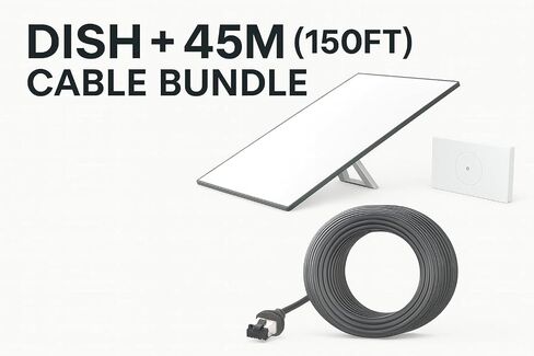 Starlink Gen 3 Standard Satellite Internet Kit – Dish with Wi-Fi 6 Router + Extra 150FT Cable – High-Speed, Low-Latency Internet for Rural and Remote Homes in Saudi Arabia