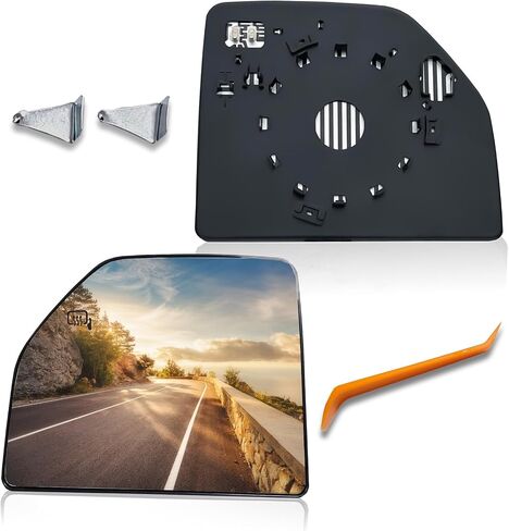 زجاج مرآة سفلي ساخن على الجانب الأيمن للراكب متوافق مع Ford F150 2015-2020، Ford F250 F350 2017-2020 مرايا محدبة ساخنة مع حامل أسود in Kuwait