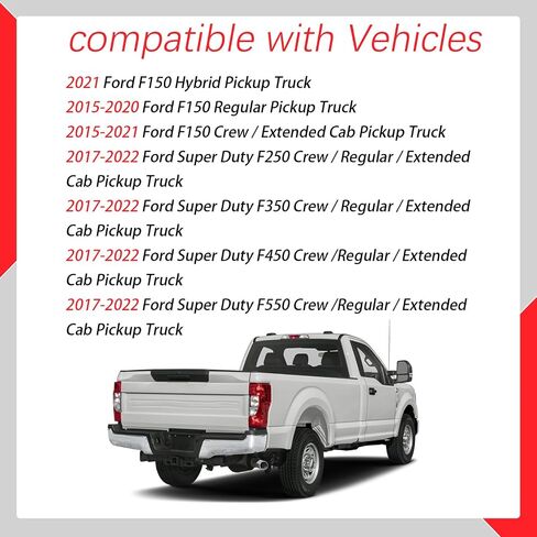 زجاج مرآة سفلي ساخن على الجانب الأيمن للراكب متوافق مع Ford F150 2015-2020، Ford F250 F350 2017-2020 مرايا محدبة ساخنة مع حامل أسود in Kuwait
