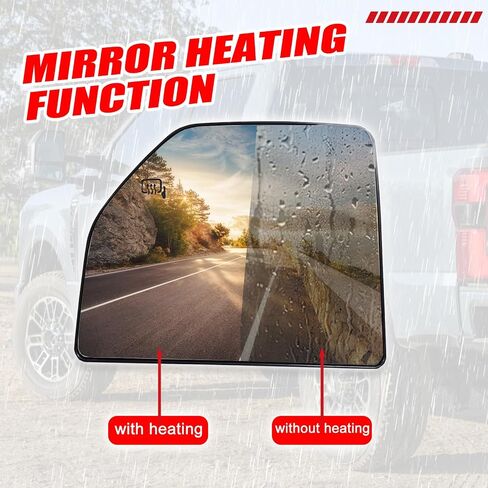 زجاج مرآة سفلي ساخن على الجانب الأيمن للراكب متوافق مع Ford F150 2015-2020، Ford F250 F350 2017-2020 مرايا محدبة ساخنة مع حامل أسود in Kuwait