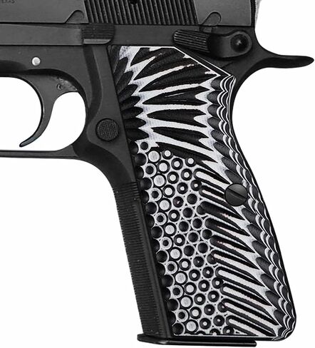 استبدال مقابض اليد الرائعة G10 من أجل Browning Hi Power وTisas Regent BR9، تتضمن براغي سوداء، نسيج فريد عدواني، رفيع 1/4 بوصة in Kuwait
