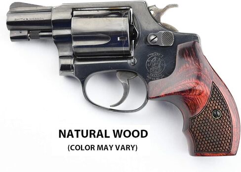 Altamont - مقابض مسدس مستديرة S&W J - حذاء طويل - مقابض مسدس من الخشب الحقيقي تناسب إطار سميث آند ويسون J بعقب مستدير .38 مسدسات خاصة و9 مم - صنع في الولايات المتحدة الأمريكية in Kuwait