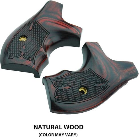 Altamont - مقابض مسدس مستديرة S&W J - حذاء طويل - مقابض مسدس من الخشب الحقيقي تناسب إطار سميث آند ويسون J بعقب مستدير .38 مسدسات خاصة و9 مم - صنع في الولايات المتحدة الأمريكية in Kuwait